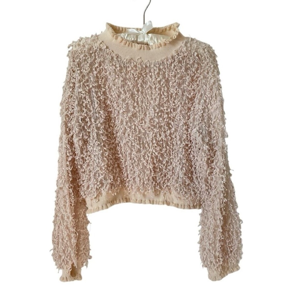 ZARA BLUZKA Textured Cream Sweater